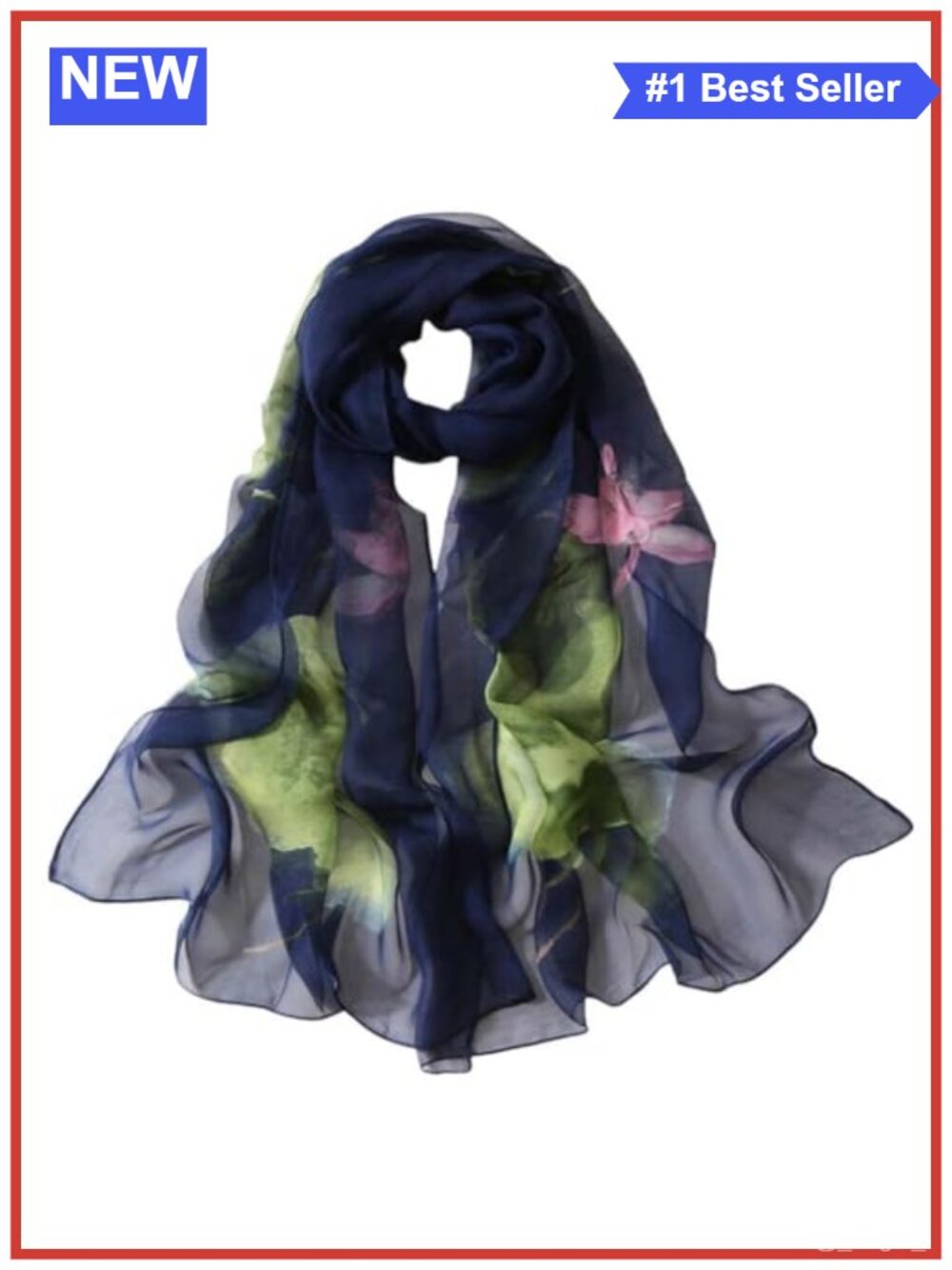 Lightweight Polyester Silk Feel Floral Scarf Shawl Wrap